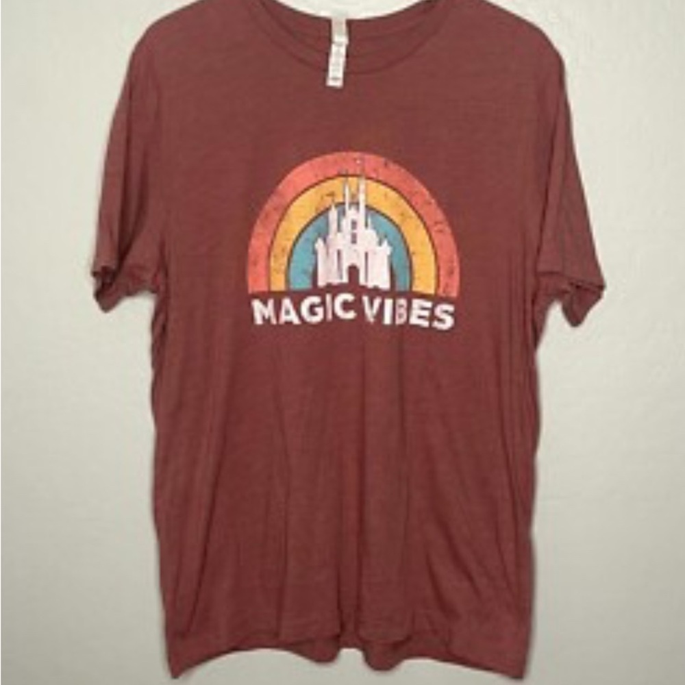 Bella Canvas Magic Vibes T-Shirt - Rust Red, size Large. Womens